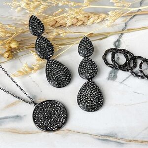 Park Lane ECLIPSE Hematite Black Drop Earrings